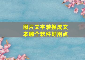 图片文字转换成文本哪个软件好用点