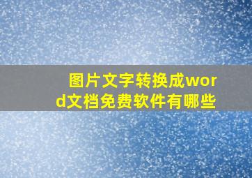 图片文字转换成word文档免费软件有哪些