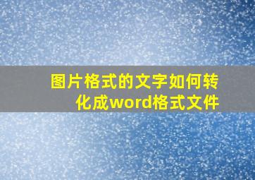 图片格式的文字如何转化成word格式文件