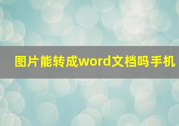 图片能转成word文档吗手机