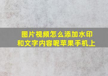 图片视频怎么添加水印和文字内容呢苹果手机上