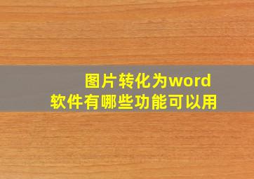 图片转化为word软件有哪些功能可以用