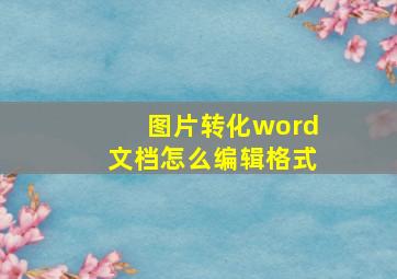 图片转化word文档怎么编辑格式