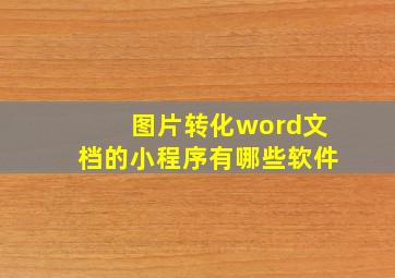 图片转化word文档的小程序有哪些软件