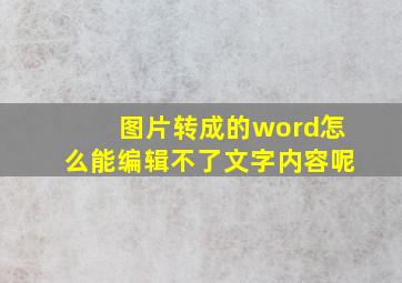 图片转成的word怎么能编辑不了文字内容呢