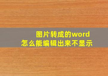 图片转成的word怎么能编辑出来不显示