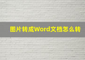 图片转成Word文档怎么转