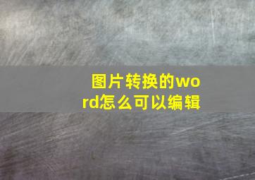 图片转换的word怎么可以编辑