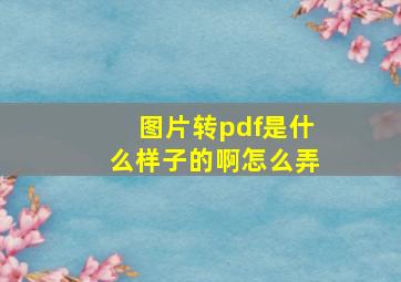 图片转pdf是什么样子的啊怎么弄