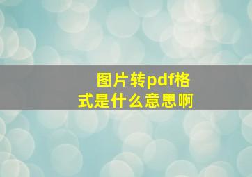 图片转pdf格式是什么意思啊