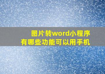 图片转word小程序有哪些功能可以用手机