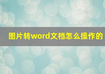 图片转word文档怎么操作的