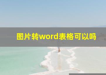 图片转word表格可以吗