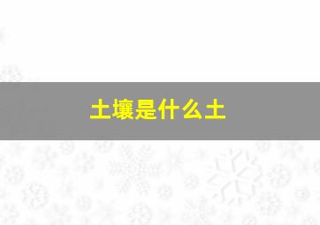 土壤是什么土