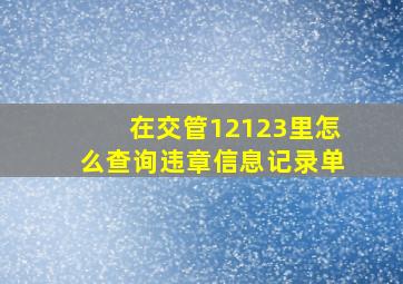 在交管12123里怎么查询违章信息记录单