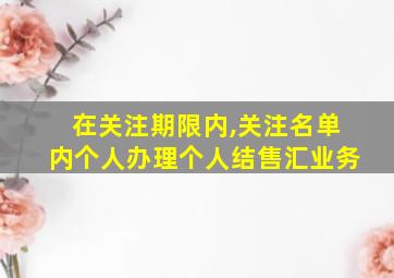 在关注期限内,关注名单内个人办理个人结售汇业务