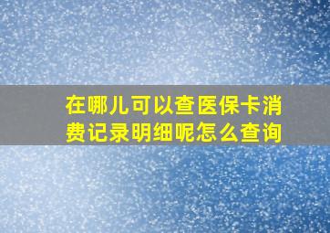 在哪儿可以查医保卡消费记录明细呢怎么查询