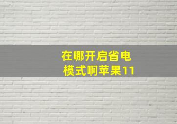 在哪开启省电模式啊苹果11