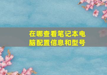 在哪查看笔记本电脑配置信息和型号