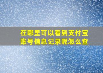 在哪里可以看到支付宝账号信息记录呢怎么查