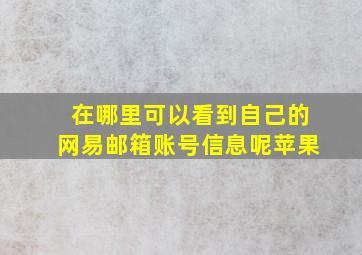 在哪里可以看到自己的网易邮箱账号信息呢苹果