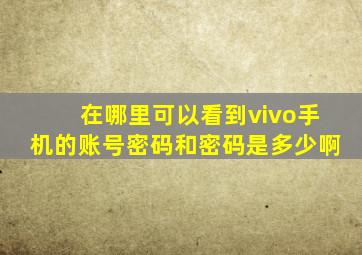 在哪里可以看到vivo手机的账号密码和密码是多少啊