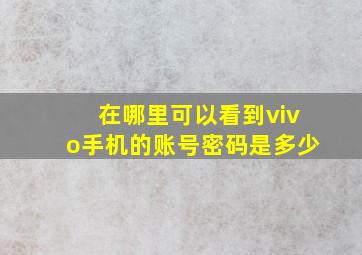 在哪里可以看到vivo手机的账号密码是多少