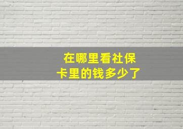 在哪里看社保卡里的钱多少了