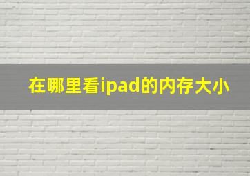 在哪里看ipad的内存大小