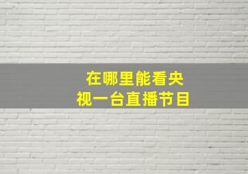 在哪里能看央视一台直播节目