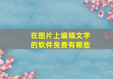 在图片上编辑文字的软件免费有哪些