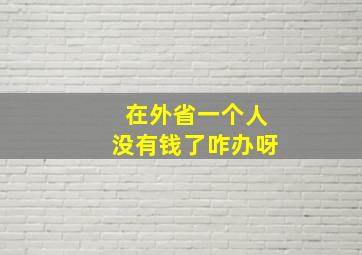 在外省一个人没有钱了咋办呀