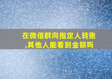 在微信群向指定人转账,其他人能看到金额吗