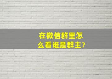 在微信群里怎么看谁是群主?