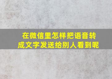 在微信里怎样把语音转成文字发送给别人看到呢