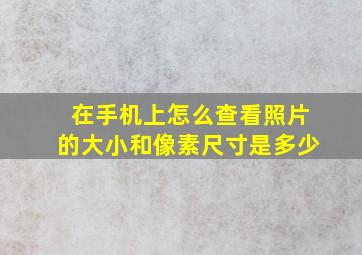 在手机上怎么查看照片的大小和像素尺寸是多少