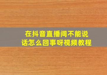 在抖音直播间不能说话怎么回事呀视频教程