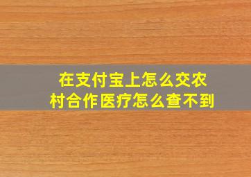 在支付宝上怎么交农村合作医疗怎么查不到