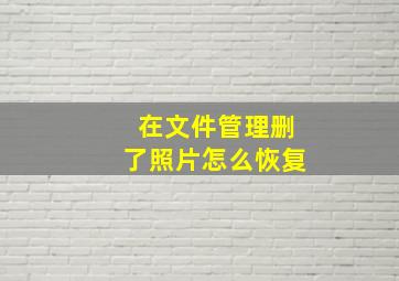 在文件管理删了照片怎么恢复