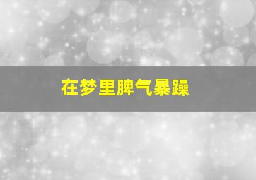 在梦里脾气暴躁