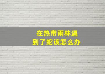 在热带雨林遇到了蛇该怎么办