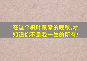 在这个枫叶飘零的晚秋,才知道你不是我一生的所有!