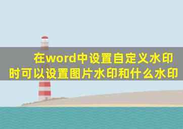 在word中设置自定义水印时可以设置图片水印和什么水印