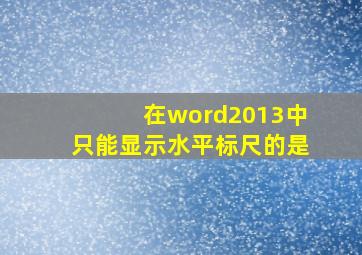 在word2013中只能显示水平标尺的是