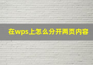 在wps上怎么分开两页内容