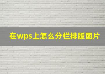 在wps上怎么分栏排版图片