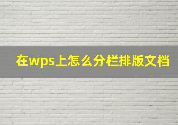 在wps上怎么分栏排版文档