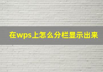 在wps上怎么分栏显示出来