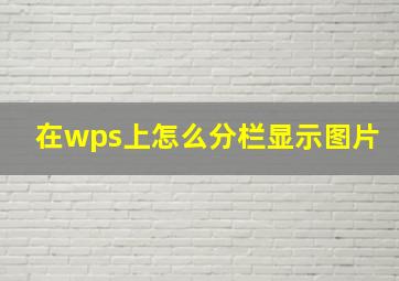 在wps上怎么分栏显示图片