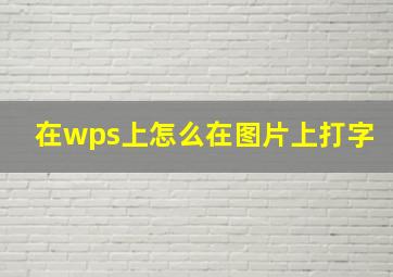 在wps上怎么在图片上打字